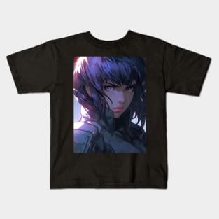 Cybernetic Journeys: Ghost in the Shell Aesthetics, Techno-Thriller Manga, and Mind-Bending Cyber Warfare Art Kids T-Shirt